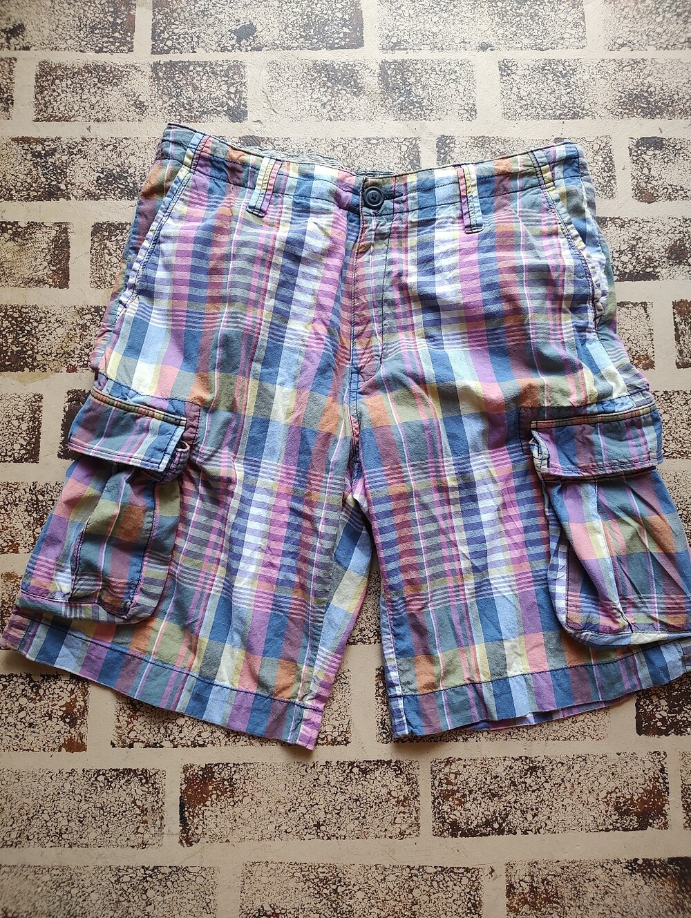 Cremieux Multicolor Madras Patchwork Cargo Shorts